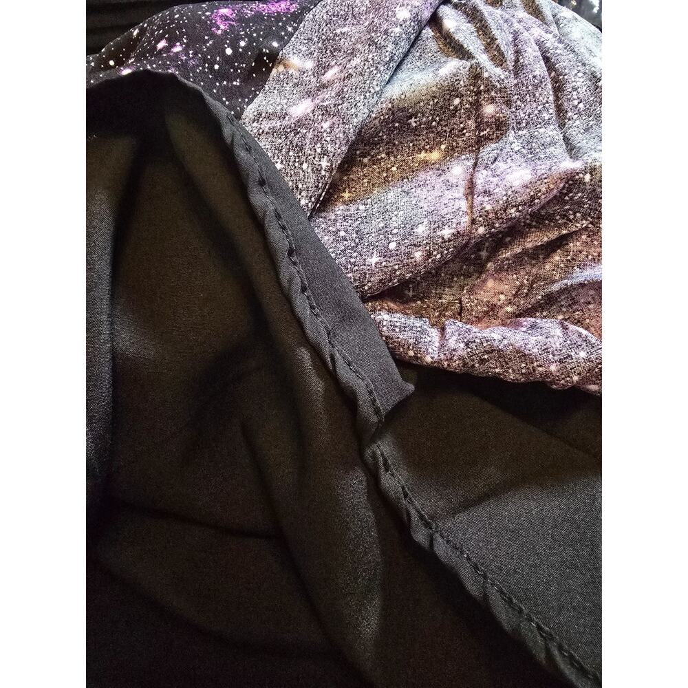 Tulip B Womens X-Large NWT Black Purple Galaxy Print A Line Midi Skirt Pockets - Picture 4 of 7